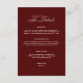 Simple Burgundy Wedding Details Begleitkarte (Vorderseite)