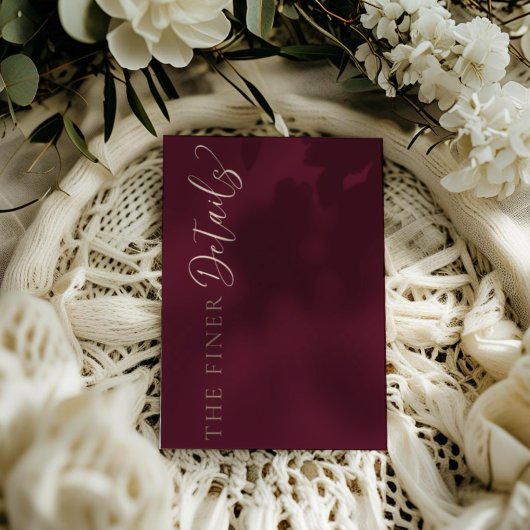 Simple Burgundy Wedding Details Begleitkarte