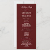 Simple Burgundy Wedding Flat Program Einladung (Rückseite)