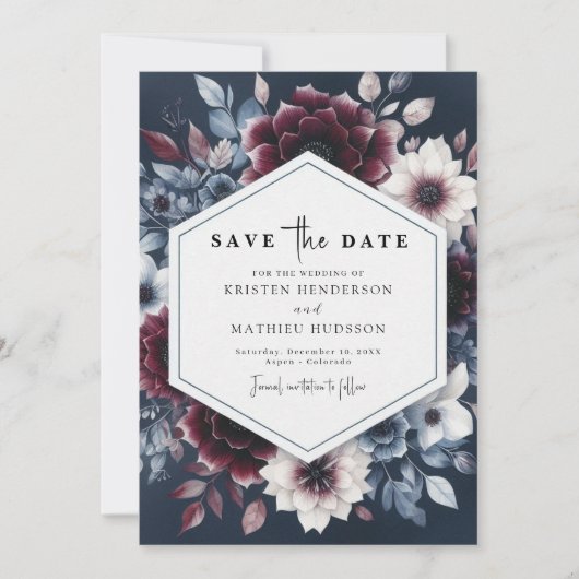 Simple Burgundy Wedding Save The Date (Vorderseite)