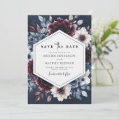 Simple Burgundy Wedding Save The Date (Stehend Vorderseite)