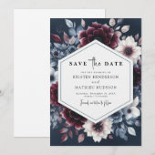 Simple Burgundy Wedding Save The Date (Vorne/Hinten)
