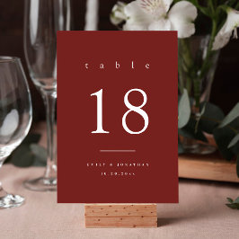 Simple Burgundy Wedding Tischnummer