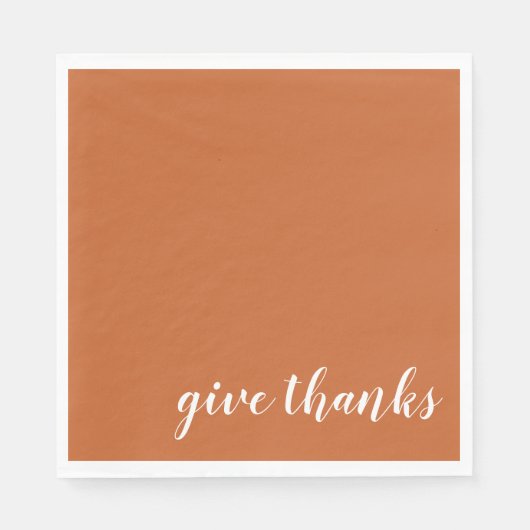 Simple Burnt Orange Give Danke Erntedank Serviette (Vorderseite)
