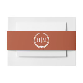 Simple Burnt Terracotta Orange Monogram Invitation Einladungsbanderole