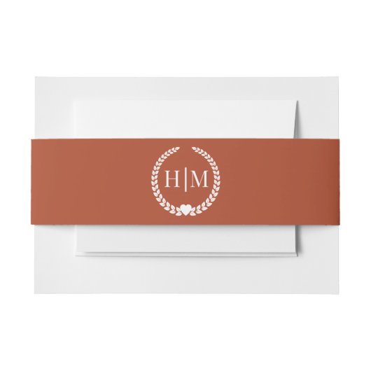 Simple Burnt Terracotta Orange Monogram Invitation Einladungsbanderole (Vorderseite Beispiel)