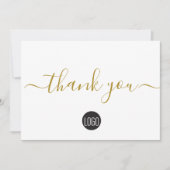 Simple Business Company logo Social Gold Black   Dankeskarte (Vorderseite)