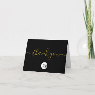 Simple Business Company Logo Social Gold Schwarz   Dankeskarte