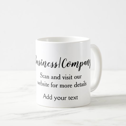 Simple business company website barcode QR add nam Kaffeetasse (VorderseiteRechts)