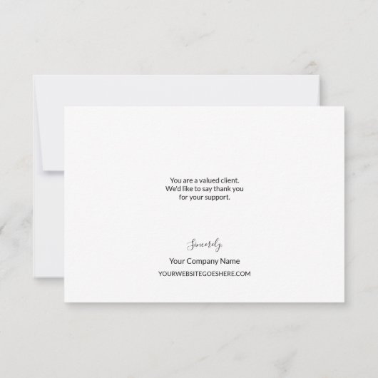 Simple Business Customer Appreciation Black white Dankeskarte (Rückseite)