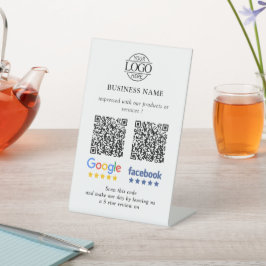 Simple Business Google & Facebook Reviews QR Code Sockelschild