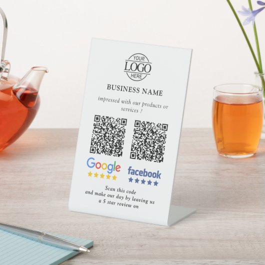Simple Business Google & Facebook Reviews QR Code Sockelschild (In SItu)