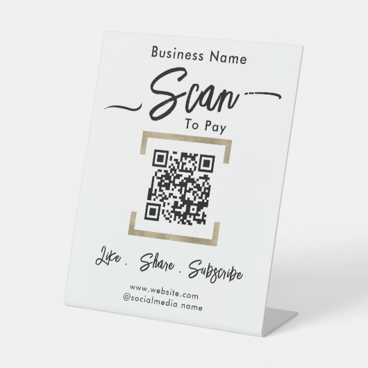 Simple Business Guest Scan to Pay Pedestal Sign Sockelschild (Vorderseite)