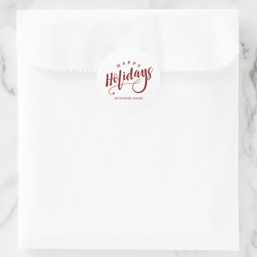Simple Business Happy Holidays Calligraphy Script Runder Aufkleber (Tasche)