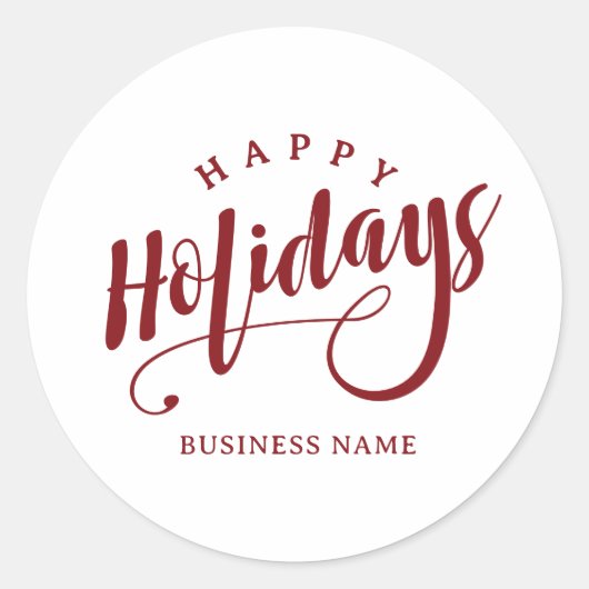 Simple Business Happy Holidays Calligraphy Script Runder Aufkleber (Vorderseite)