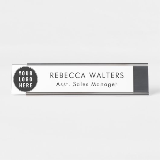 Simple Business Logo Employees Custom Schreibtischnamensplakette (Vorderseite )