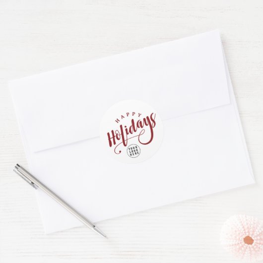 Simple Business Logo Happy Holidays Script Runder Aufkleber (Umschlag)