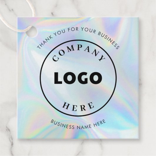 Simple Business Logo Holographic Custom Company Geschenkanhänger (Vorderseite)