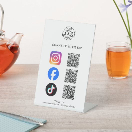 Simple Business Logo QR Code Connect With Us Sockelschild (In SItu)