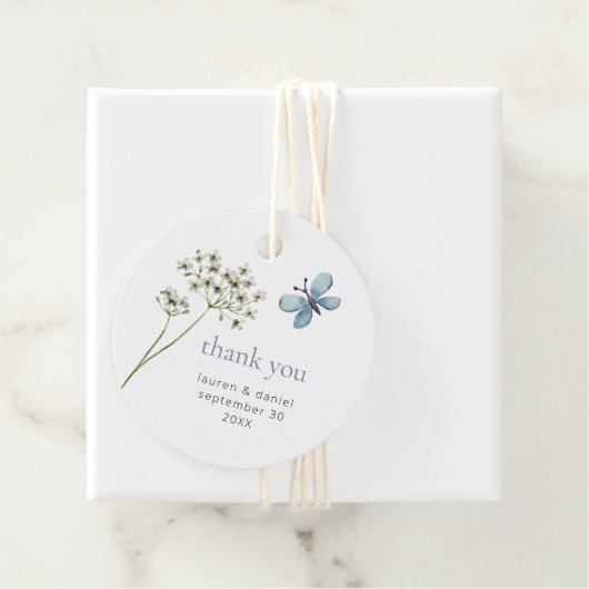 Simple Butterfly Wildblume Blue Wedding Vielen Dan Geschenkanhänger (Beispiel)