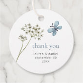 Simple Butterfly Wildblume Blue Wedding Vielen Dan Geschenkanhänger (Vorderseite)