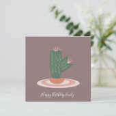 SImple Cactus Spikey Illustration Birthday (Stehend Vorderseite)