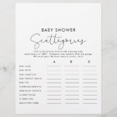 Simple Calligraphy Baby Shooting Scattegories Game (Vorderseite)