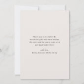 Simple Calligraphy Baby Shower Photo Dankeskarte (Rückseite)