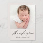 Simple Calligraphy Baby Shower Photo Dankeskarte (Vorne/Hinten)