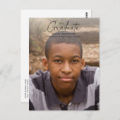 Simple Calligraphy Black Overlay Foto Abschluss Postkarte (Vorne/Hinten)