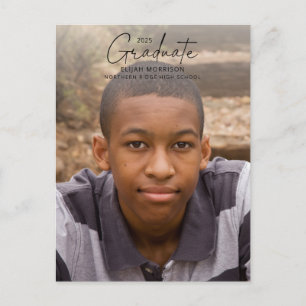 Simple Calligraphy Black Overlay Foto Abschluss Postkarte