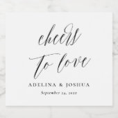 Simple Calligraphy Cheers To Love Wedding Bierflaschenetikett (Einzelnes Label)