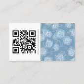 Simple Calligraphy Dusty Blue QR Info Wedding Begleitkarte (Rückseite)