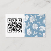 Simple Calligraphy Dusty Blue QR Info Wedding Begleitkarte (Rückseite)
