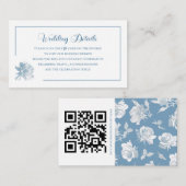 Simple Calligraphy Dusty Blue QR Info Wedding Begleitkarte (Vorne/Hinten)