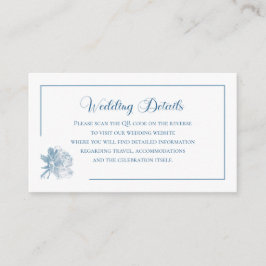 Simple Calligraphy Dusty Blue QR Info Wedding Begleitkarte