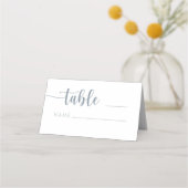 Simple Calligraphy Dusty Blue Wedding Platzkarte (Vorderseite)