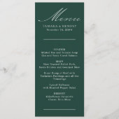 Simple Calligraphy Emerald Wedding Menu Menükarte (Vorderseite)