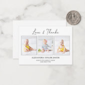 Simple Calligraphy Foto Baby Danke-Card Mitteilungskarte (Vorderseite/Rückseite Beispiel)