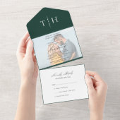 Simple Calligraphy Foto Emerald UAWG Wedding All In One Einladung (Abreißen)