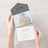 Simple Calligraphy Foto Gray UAWG Wedding All In One Einladung (Abreißen)