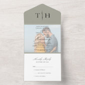 Simple Calligraphy Foto Sage Green UAWG Wedding All In One Einladung (Innen Boden)