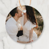 Simple Calligraphy Foto Wedding Vielen Dank Geschenkanhänger (Rückseite)