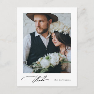 Simple Calligraphy Foto Wedding Vielen Dank Postkarte