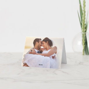 Simple Calligraphy Gold Foto Wedding Vielen Dank Dankeskarte