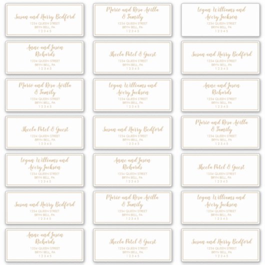 Simple Calligraphy|Gold Guest Address Labels (Vorderseite)