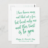 Simple Calligraphy Irish Toast St. Patrick's Day Postkarte (Vorne/Hinten)