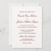 Simple Calligraphy Ivory and Burgundy Wedding  Einladung (Vorderseite)