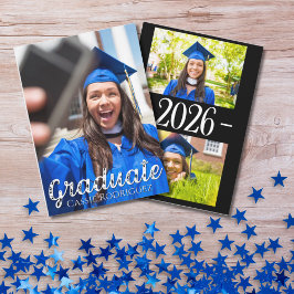 Simple Calligraphy Photo Graduation Annoucement Einladung