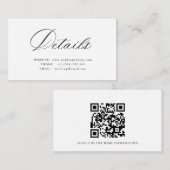 Simple calligraphy QR code wedding details card Begleitkarte (Vorne/Hinten)